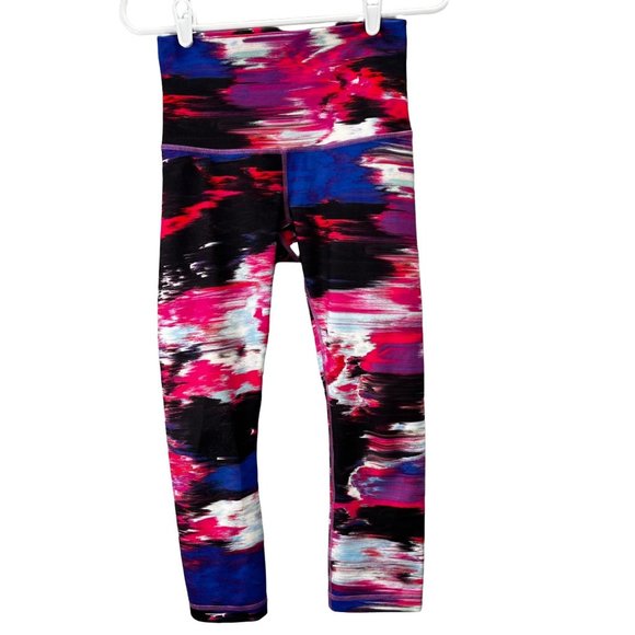 Lululemon Wunder Under Pigment Wind Cropped Leggings 6 High Waisted Pink Black - Picture 1 of 5